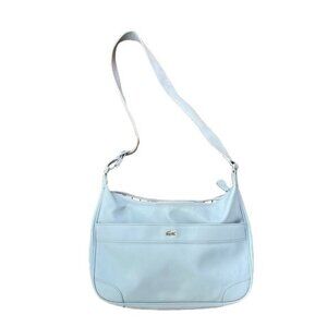 Lacoste Shoulder Bag Purse Zip Light Blue Adjustable Strap Magnet Outer Pocket